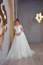 Off-shoulder A-Line Plussize Bridal Dress