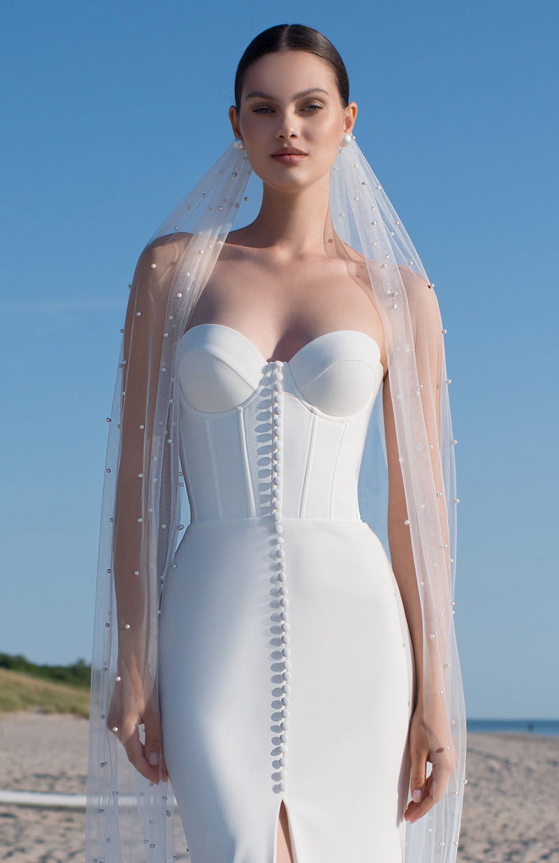 2in1: Sweatheart Mermaid Wedding Dress with Front Buttons and Removable Bodysuit