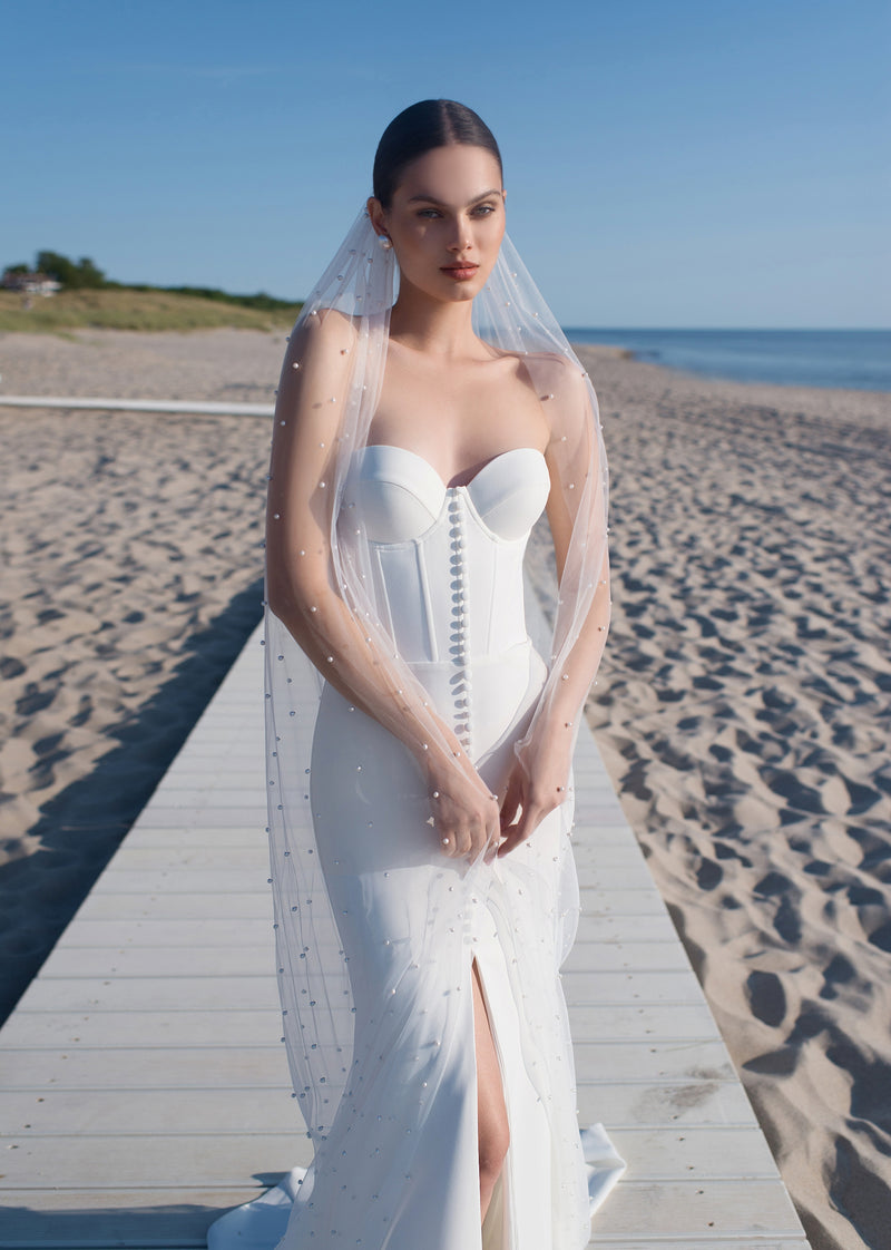 2in1: Sweatheart Mermaid Wedding Dress with Front Buttons and Removable Bodysuit