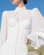2 en 1: vestido de novia estilo sirena con escote corazón, botones delanteros y body extraíble