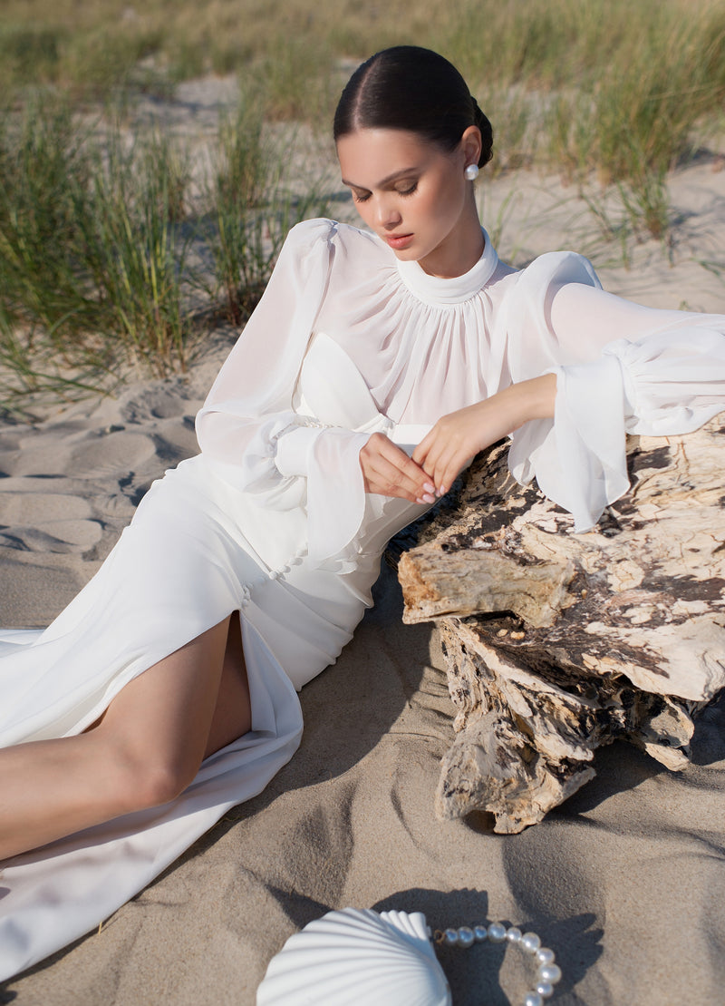 2en1 : Robe de mariée sirène en forme de cœur avec boutons sur le devant et body amovible