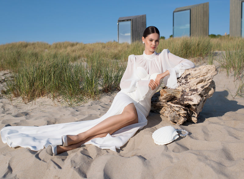 2en1 : Robe de mariée sirène en forme de cœur avec boutons sur le devant et body amovible