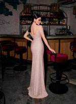 Illusion Neckline Long Glitter Prom Gown