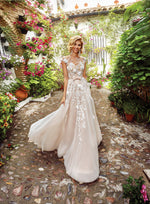 Cape Sleeve Illusion Neck A-Line Wedding Dress