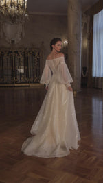 Glitter Wedding Gown With Puffy Sleeves