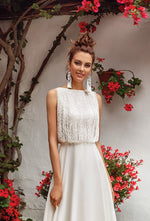 Sleeveless A-Line Feminine Unique Wedding Dress