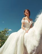Off-Shoulder Polka Dot Exquisite Wedding Dress