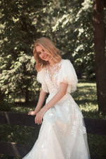 Butterfly Sleeve A-Line Chic Wedding Dress
