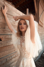 Butterfly Sleeve A-Line Chic Wedding Dress