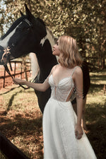 Beaded Sleeve Sweetheart Lace Wedding Dress