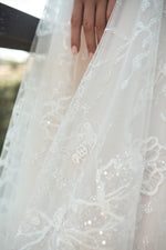 Spaghetti Strap Deep V-Neck Glitter Wedding Dress