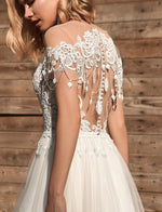 Off-Shoulder Illusion Neckline Bohemian Wedding Dress
