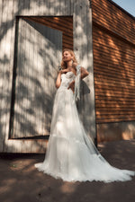 Strapless Bohemian Wedding Gown with Removable Sleeves