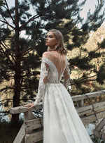 Off-Shoulder Long Sleeve Lace Wedding Dress