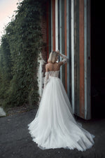 Polka Dot Sweetheart Wedding Gown with Removable Sleeves