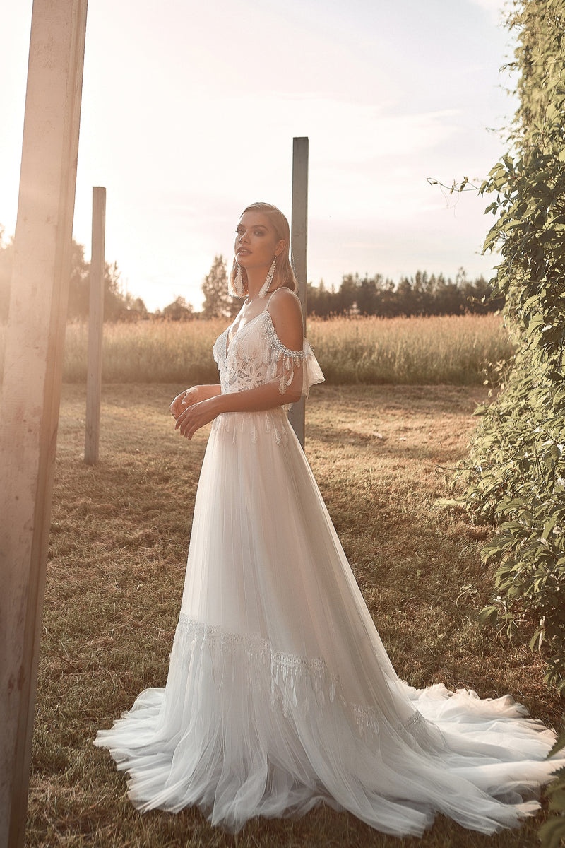 Bohemian wedding gowns Clearance