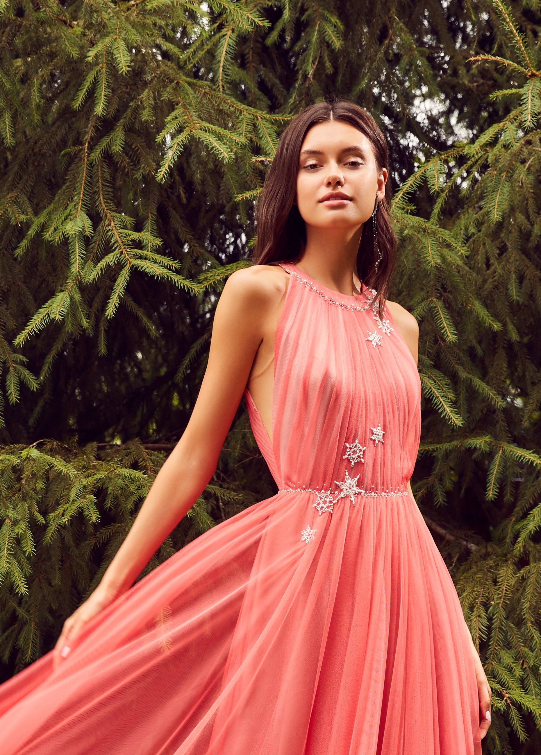 high neckline long prom dress Custom Red High Neck Prom Gown Evening Formal Dress