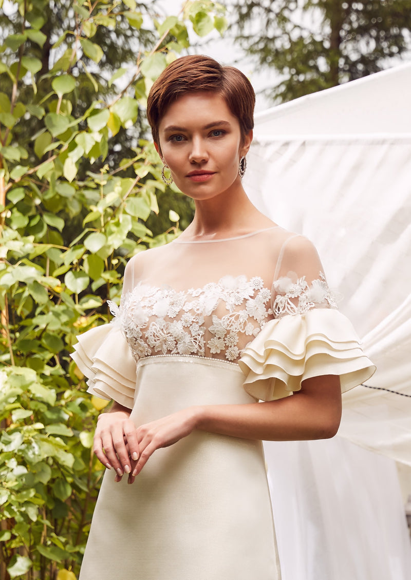 short sleeve evening dresses Playful Short Sleeve Mini Evening Dress – HAREM's Brides