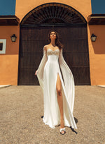 Robe de mariée sexy avec manches longues cape d'ange