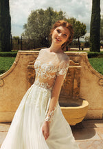 Sheer Long Sleeves A-Line Wedding Gown