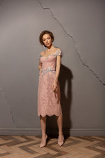 Powder Lace Evening Gown