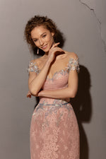 Powder Lace Evening Gown