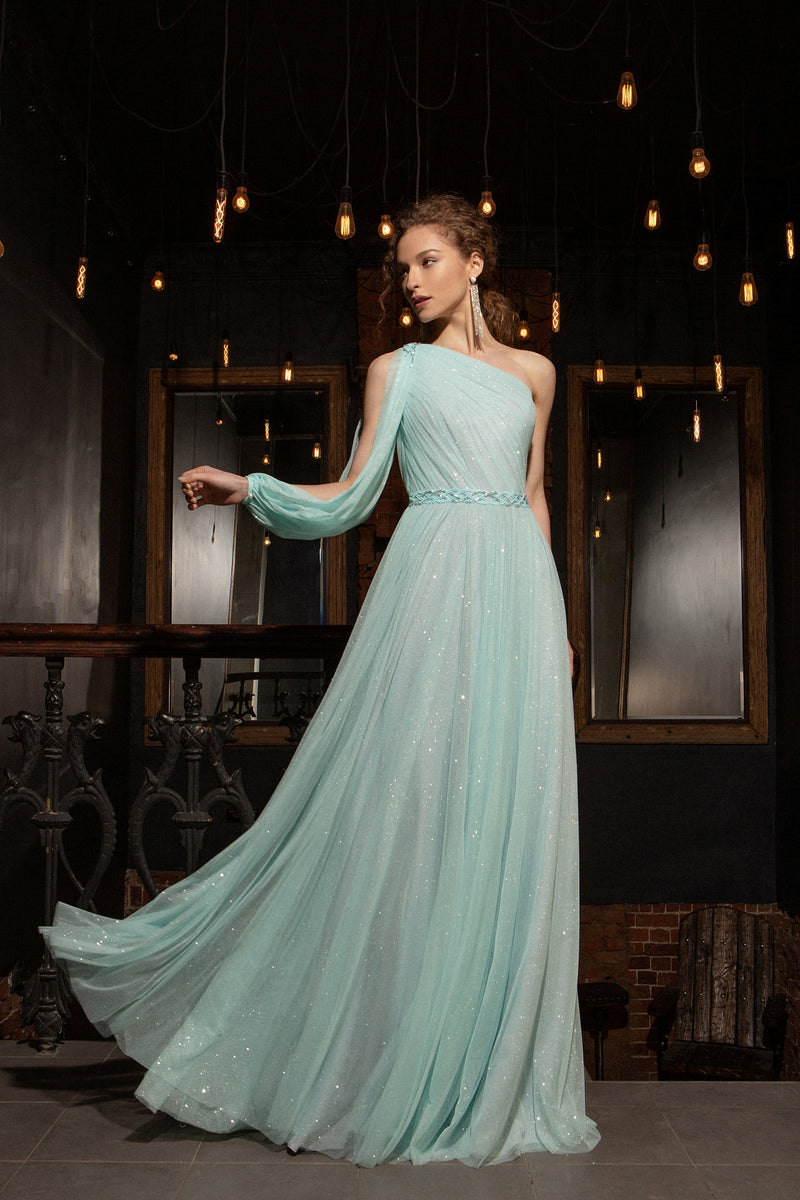 Asymmetric Neckline Long Prom Dress HAREM's Brides Asymmetric Neckline Long Prom Dress HAREM's Brides