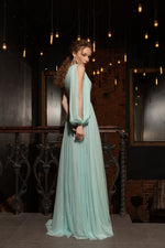 Asymmetric Neckline Long Prom Dress