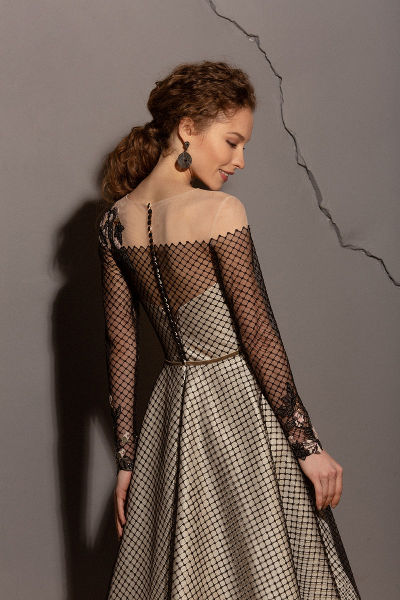 Long Sleeve Midi Party Black Dress HAREM's Brides Long Sleeve Midi Party Black Dress HAREM's Brides