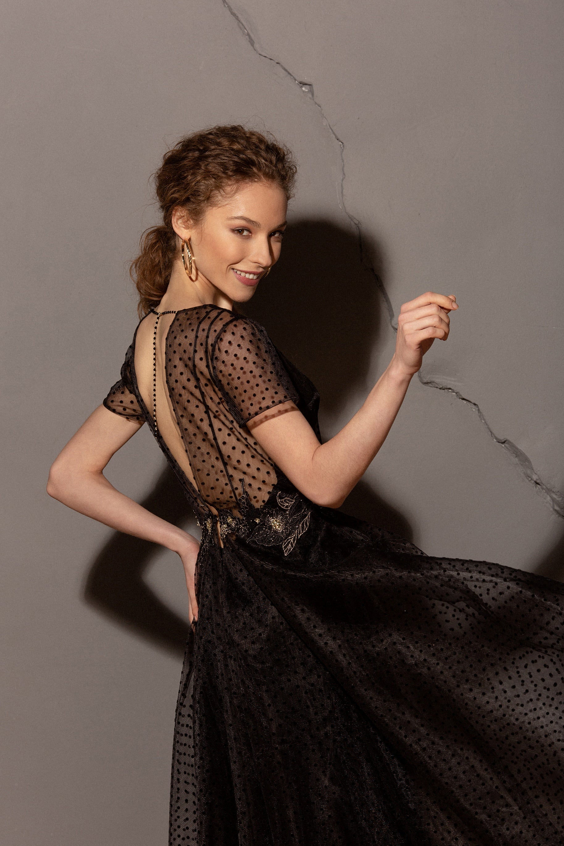 Spaghetti Strap Black Velvet Dress with Tulle Overlay EU34 / Black Spaghetti Strap Black Velvet Dress with Tulle Overlay EU34 / Black