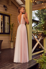 V-Neck Long Glitter Occacion Dress