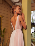 V-Neck Long Glitter Occacion Dress