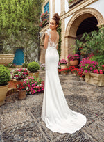 Vestido de novia sirena con manga capa