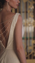 V-Neck Sleeveless Glitter Wedding Dress