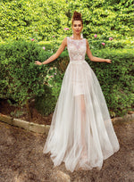 2in1 Sleeveless Short Wedding Dress with Detachable Skirt