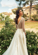 Long Sleeve A-Line Wedding Dress with Pearls