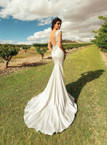 Mermaid Satin Wedding Dress with Open Back