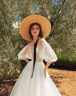 Off-Shoulder Puff Sleeves A-Line Bridal Dress