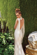 Sheer Long Sleeve Mermaid Satin Wedding Dress