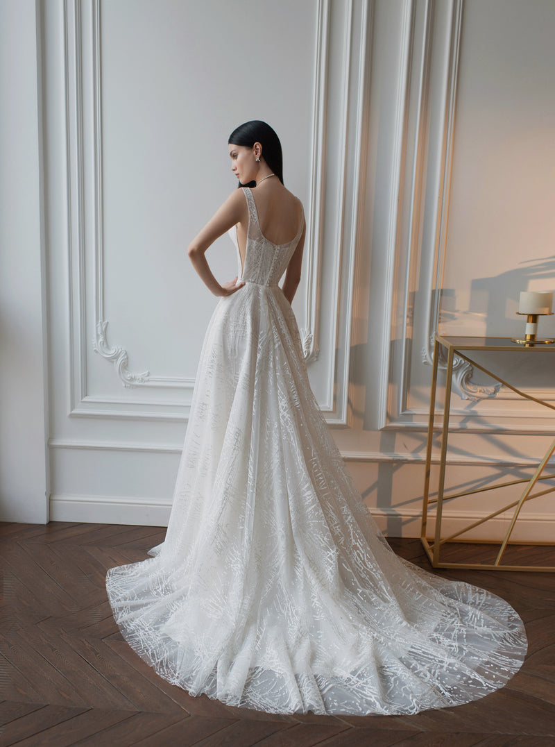 A-Line Sleeveless Glitter Wedding Gown HAREM's Brides A-Line Sleeveless Glitter Wedding Gown HAREM's Brides