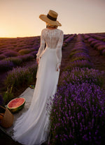 Vestido de novia bohemio de manga larga