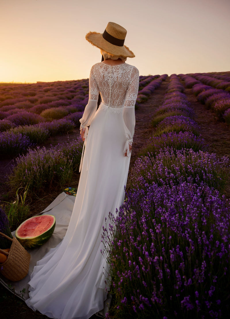 Long Sleeve Bohemian Wedding Dress