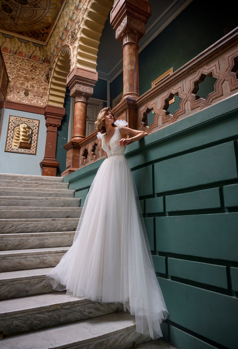 Vestido de novia evasé sin mangas