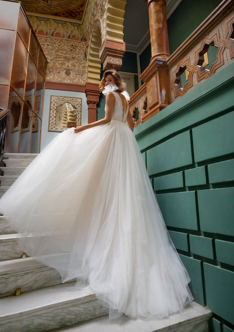 Vestido de novia evasé sin mangas