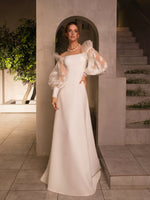 Long Sleeve Sheath Minimalist Wedding Dress