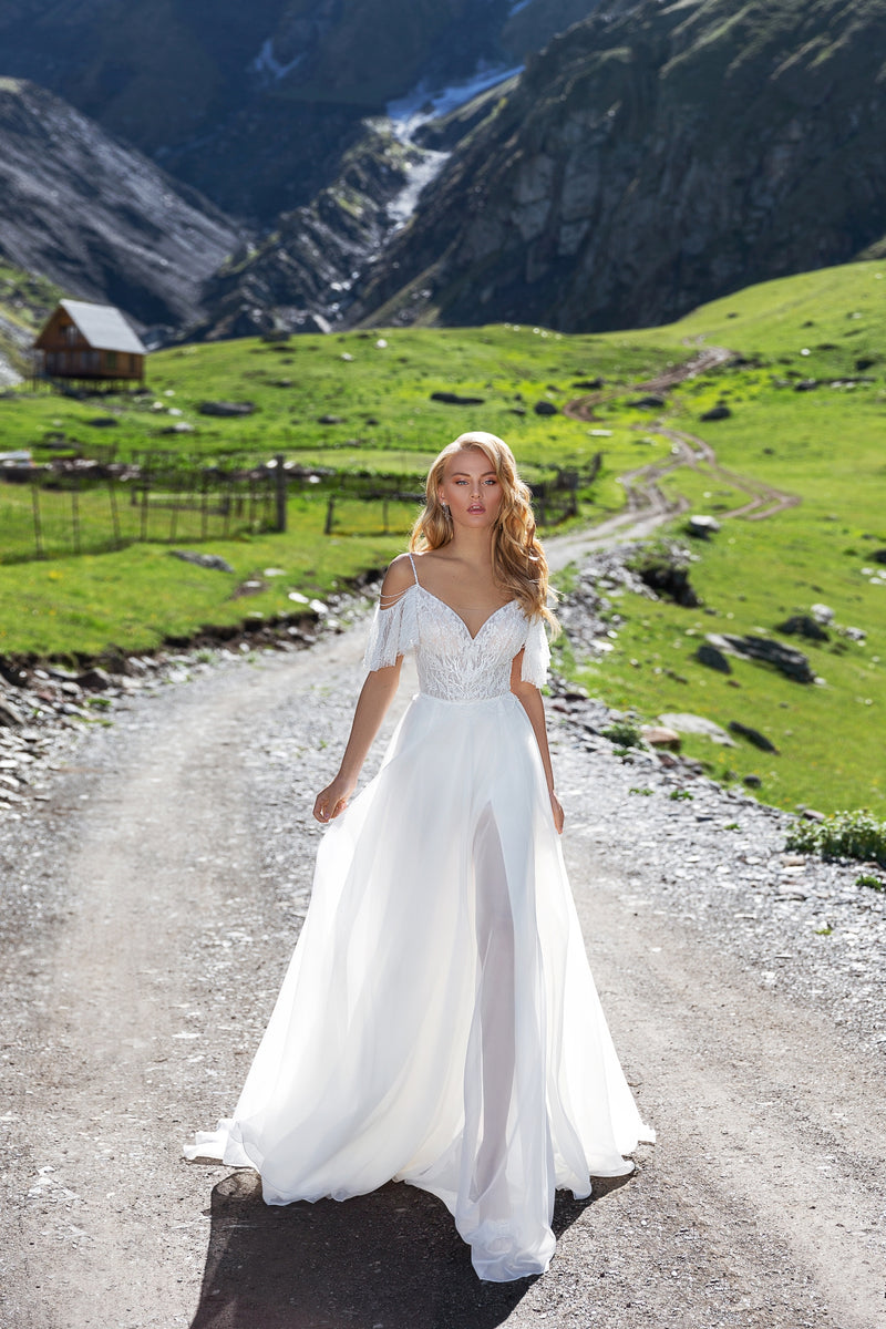 Off-Shoulder A-Line Wedding Gown