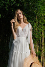 Sleeveless V-Neck Bohemian Wedding Dress