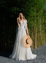 Sleeveless V-Neck Bohemian Wedding Dress