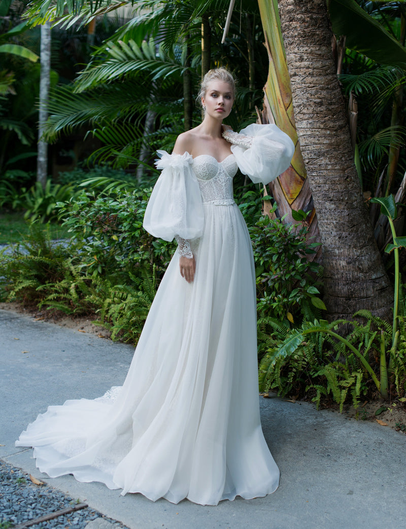 Sweetheart Strapless Wedding Gown with Removable Sleeves