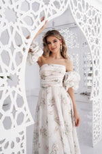 Floral Organza Dress with Removable Puff Sleeves